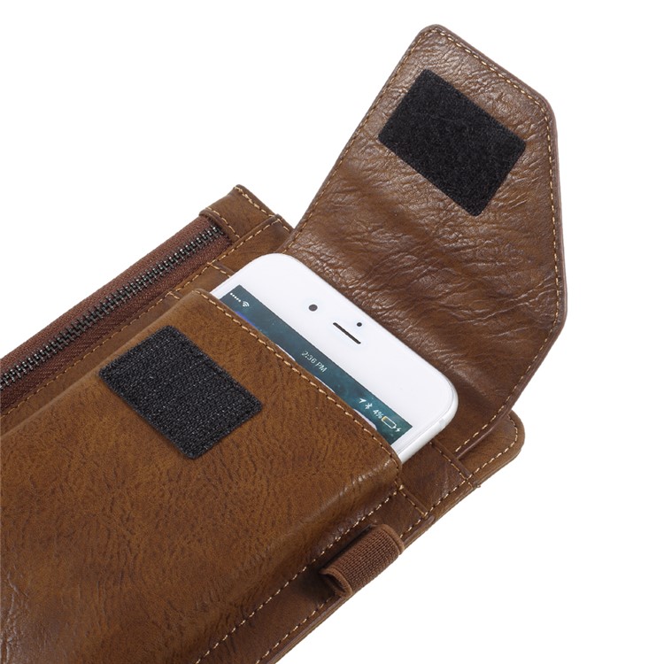 6.3 inch Multi-function Belt Clip Hook Loop Pouch Cell Phone Case for iPhone 7 Plus/Samsung Galaxy S8 Plus - Brown-3