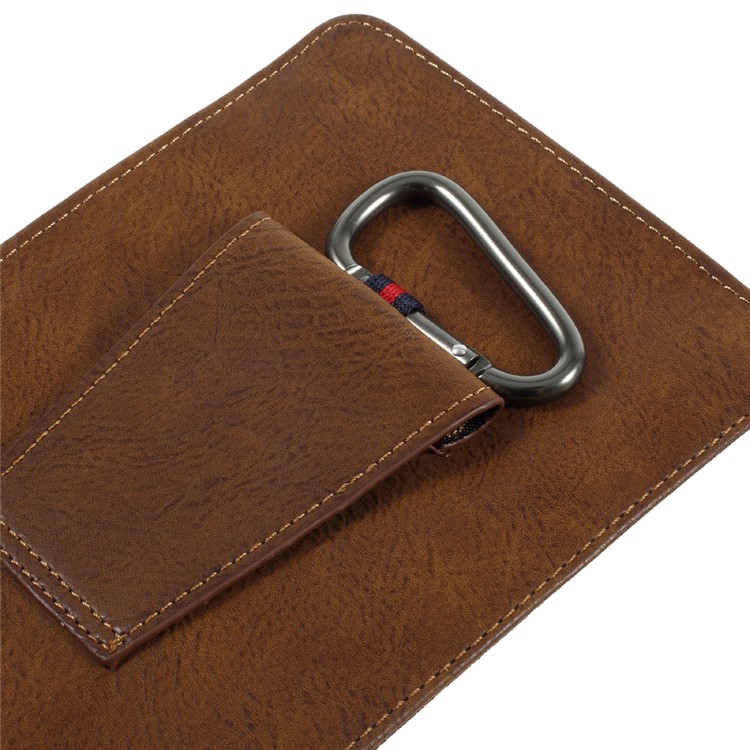 6.3 inch Multi-function Belt Clip Hook Loop Pouch Cell Phone Case for iPhone 7 Plus/Samsung Galaxy S8 Plus - Brown-5