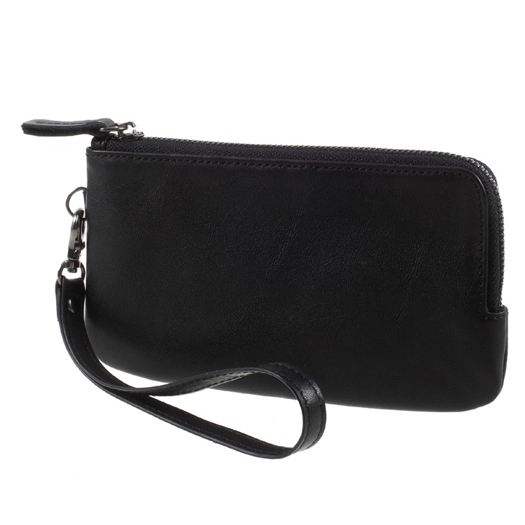 Genuine Leather Zipper Wallet Phone Case for iPhone 7 /6s / 6 4.7 inch - Black-1