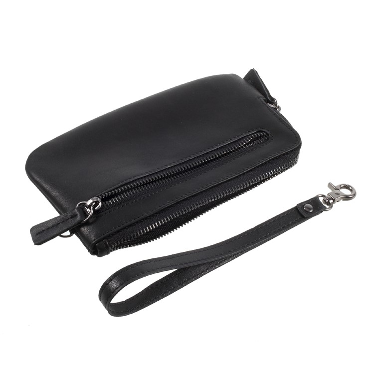 Genuine Leather Zipper Wallet Phone Case for iPhone 7 /6s / 6 4.7 inch - Black-4
