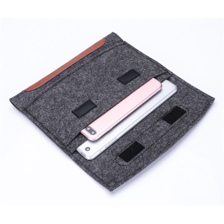 Universal Felt Sleeve Bag PU Leather Cover for 7-8 Inch Tablet, Size: 23.5x1x16.7cm - Dark Grey-10