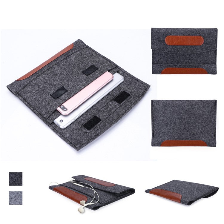 Universal Felt Sleeve Bag PU Leather Cover for 7-8 Inch Tablet, Size: 23.5x1x16.7cm - Dark Grey-11
