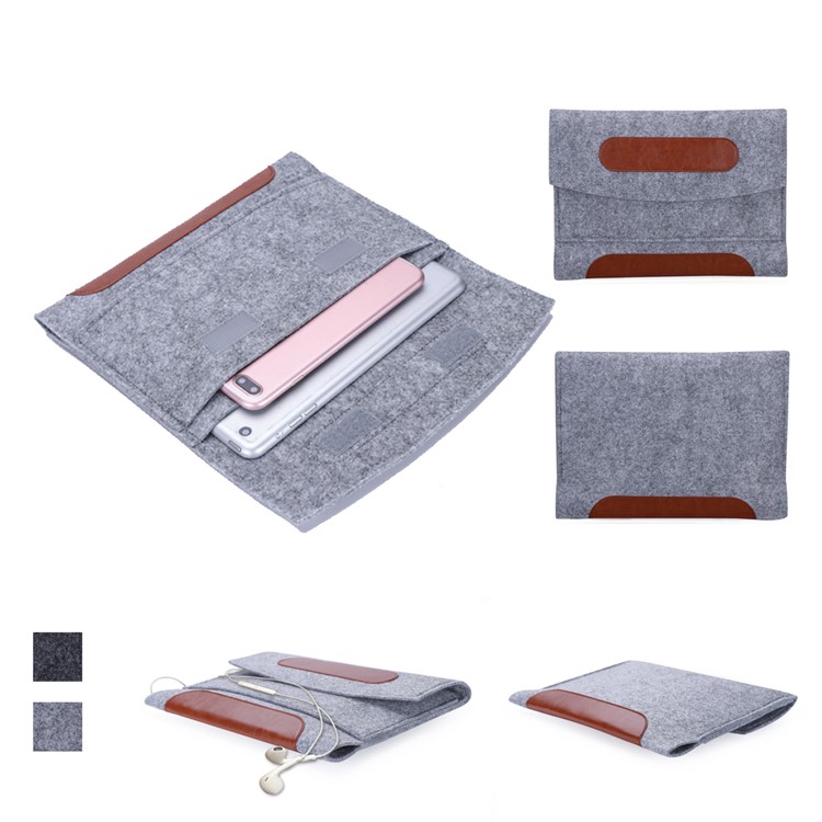 Felt Sleeve Universal Bag PU Leather Cover for 7-8 Inch Tablet, Size: 23.5x1x16.7cm - Light Grey-1