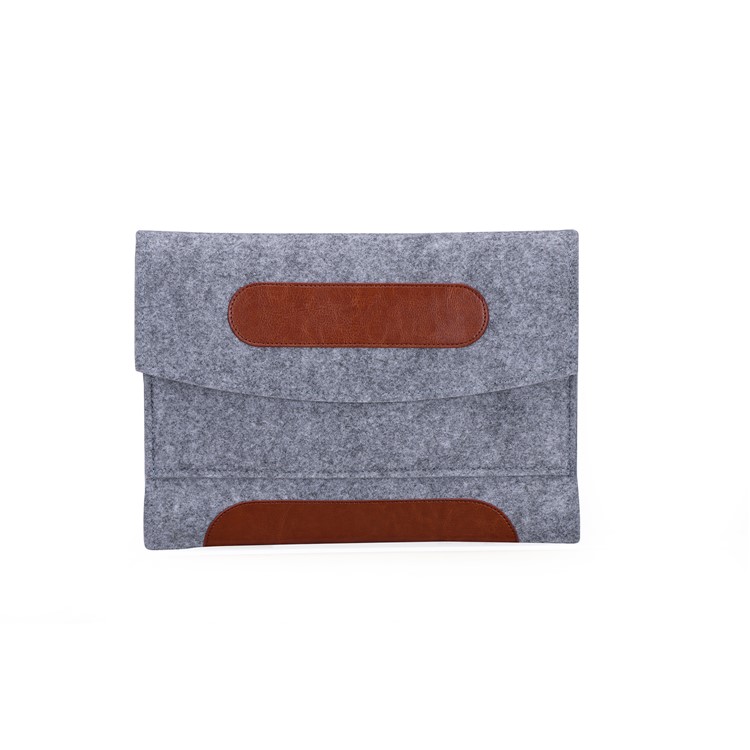 Felt Sleeve Universal Bag PU Leather Cover for 7-8 Inch Tablet, Size: 23.5x1x16.7cm - Light Grey-3