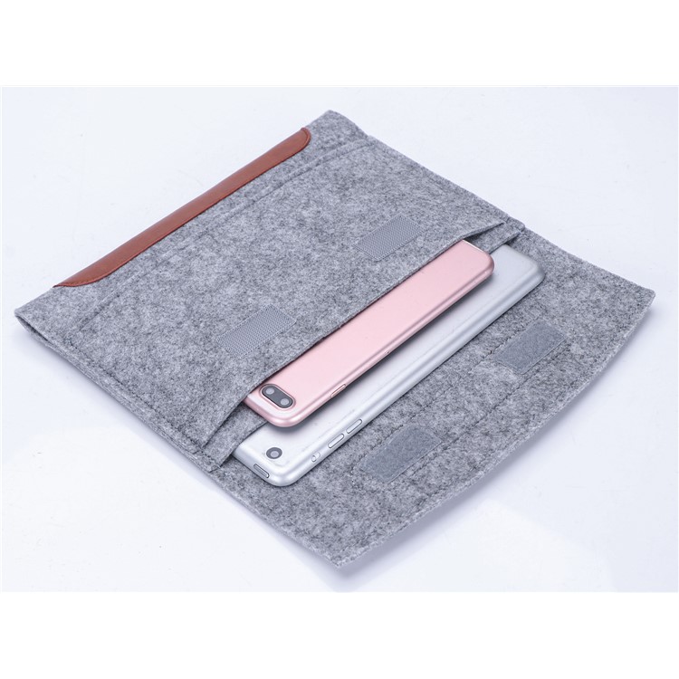 Felt Sleeve Universal Bag PU Leather Cover for 7-8 Inch Tablet, Size: 23.5x1x16.7cm - Light Grey-4