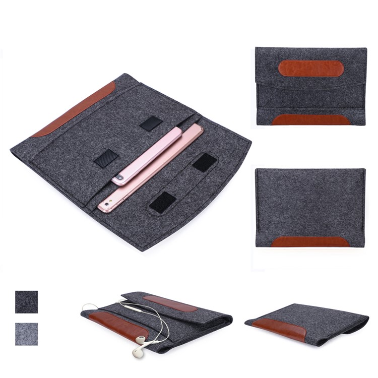 Universal Felt Sleeve Bag Velcro Closure Tablet Pouch Bag for iPad Pro 10.5 inch (2017) etc. - Dark Grey-1