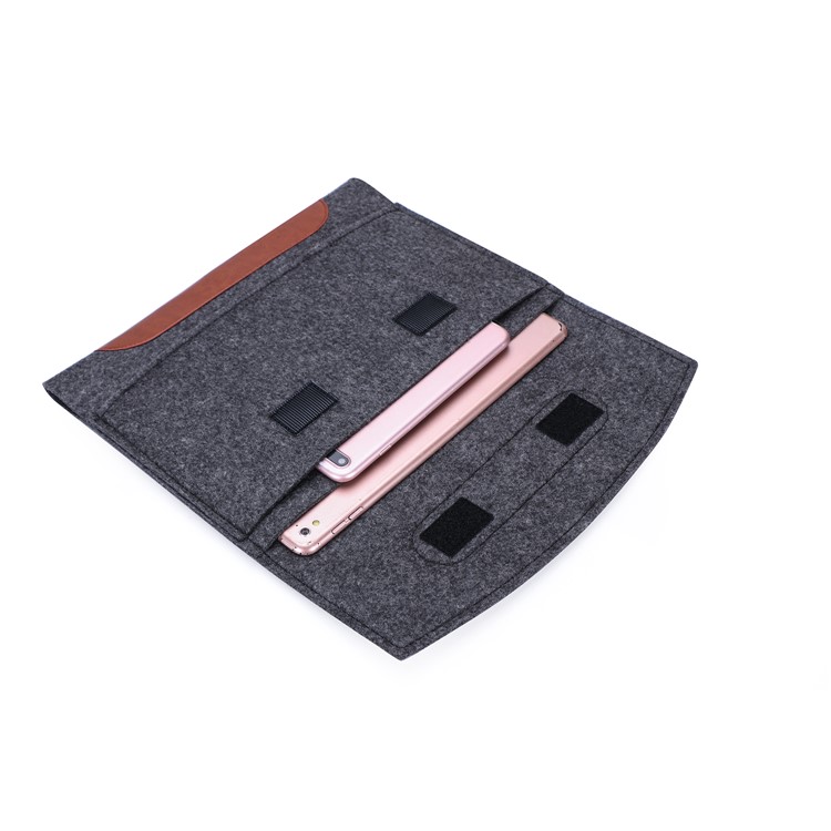Universal Felt Sleeve Bag Velcro Closure Tablet Pouch Bag for iPad Pro 10.5 inch (2017) etc. - Dark Grey-4