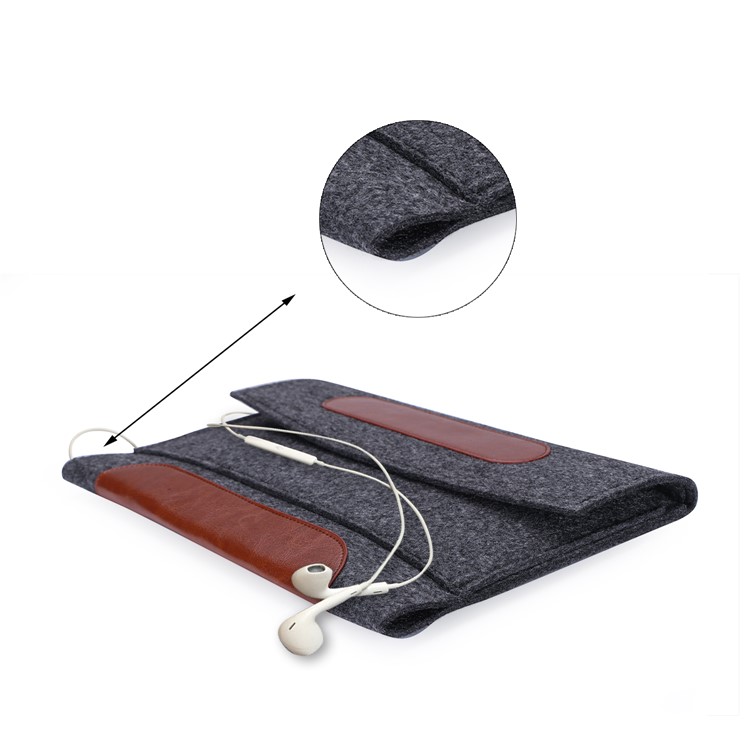 Universal Felt Sleeve Bag Velcro Closure Tablet Pouch Bag for iPad Pro 10.5 inch (2017) etc. - Dark Grey-9