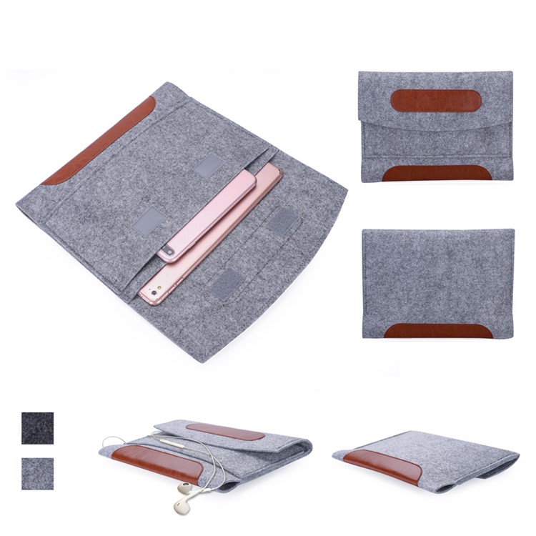 Universal Sleeve Bag Felt Pouch Bag with Velcro Closure for iPad Pro 10.5 inch (2017) etc. - Light Grey-1