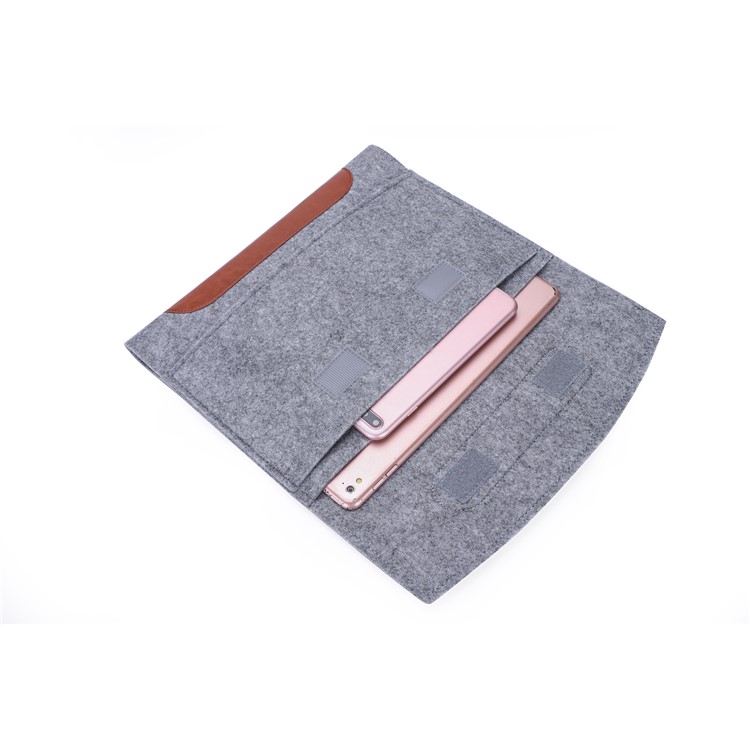 Universal Sleeve Bag Felt Pouch Bag with Velcro Closure for iPad Pro 10.5 inch (2017) etc. - Light Grey-4