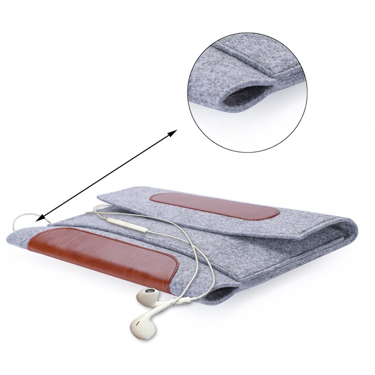 Universal Sleeve Bag Felt Pouch Bag with Velcro Closure for iPad Pro 10.5 inch (2017) etc. - Light Grey-9