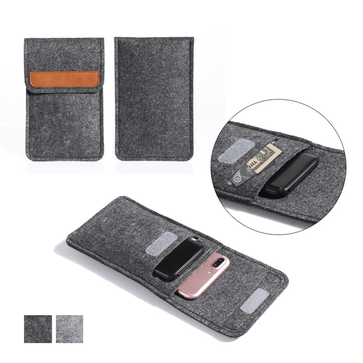 

Universal Velcro Closure Felt Bag Phone Pouch for iPhone 8/7/7 Plus, Samsung S8 etc. - Dark Grey