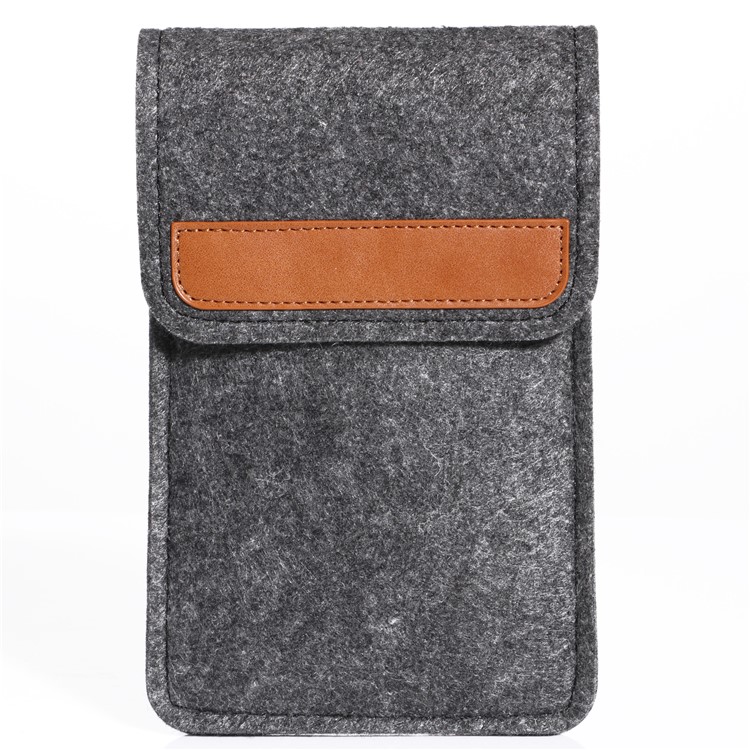 Universal Velcro Closure Felt Bag Phone Pouch for iPhone 8/7/7 Plus, Samsung S8 etc. - Dark Grey-2