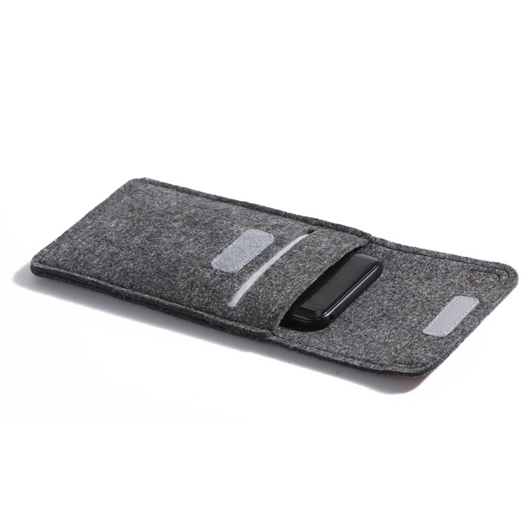 Universal Velcro Closure Felt Bag Phone Pouch for iPhone 8/7/7 Plus, Samsung S8 etc. - Dark Grey-4