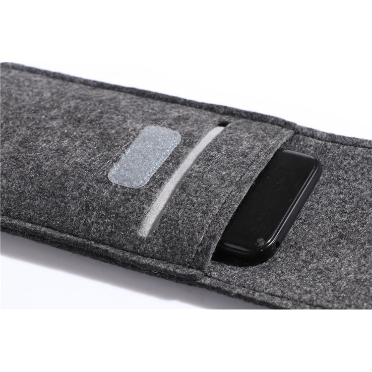 Universal Velcro Closure Felt Bag Phone Pouch for iPhone 8/7/7 Plus, Samsung S8 etc. - Dark Grey-5