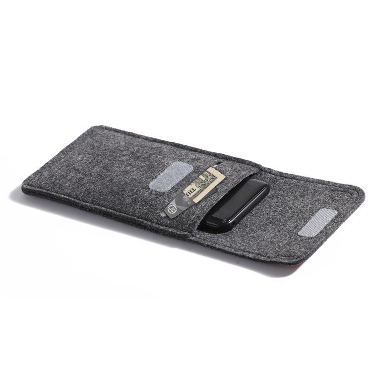 Universal Velcro Closure Felt Bag Phone Pouch for iPhone 8/7/7 Plus, Samsung S8 etc. - Dark Grey-6