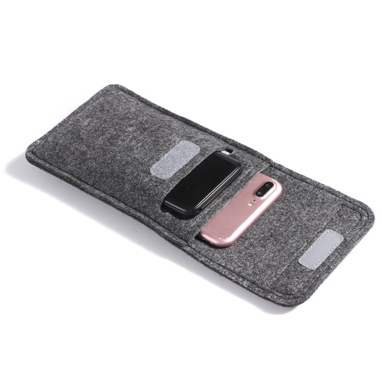 Universal Velcro Closure Felt Bag Phone Pouch for iPhone 8/7/7 Plus, Samsung S8 etc. - Dark Grey-7