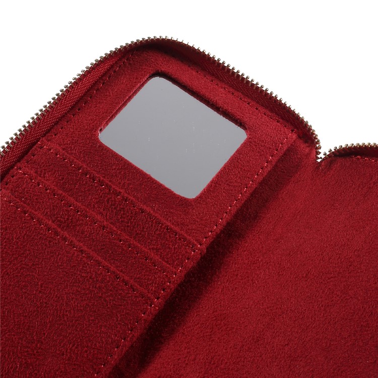 PU Leather Zipper Closure Handbag Smartphone Pouch Bag for iPhone 8 Plus/7 Plus etc. - Red / Fish Scale Texture-9