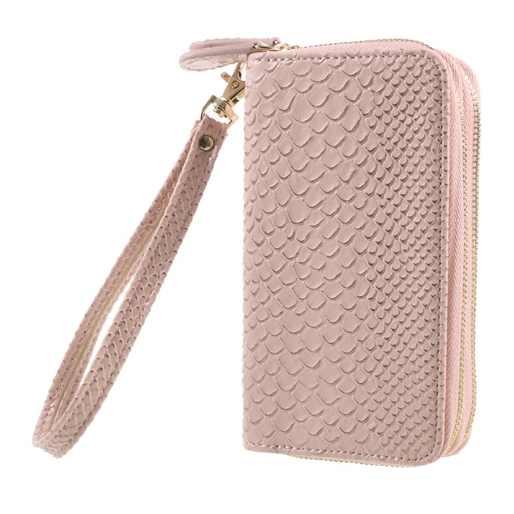 Universal Smartphone Leather Pouch Wallet for iPhone 8 Plus/7 Plus etc. - Rose Gold / Fish Scale Texture-1
