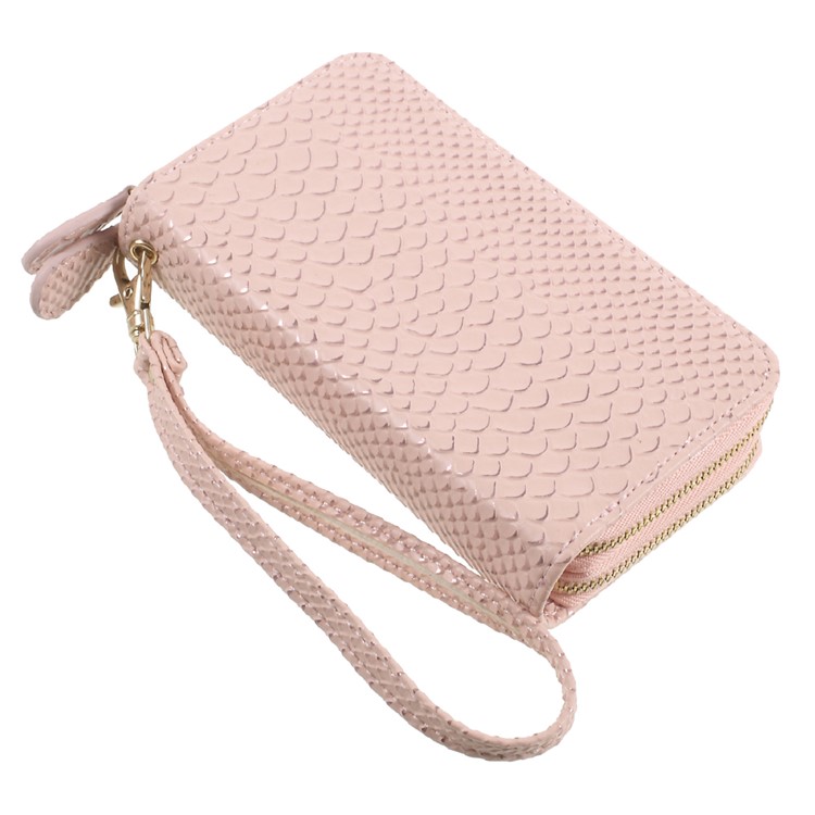 Universal Smartphone Leather Pouch Wallet for iPhone 8 Plus/7 Plus etc. - Rose Gold / Fish Scale Texture-3