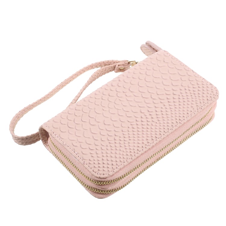 Universal Smartphone Leather Pouch Wallet for iPhone 8 Plus/7 Plus etc. - Rose Gold / Fish Scale Texture-4
