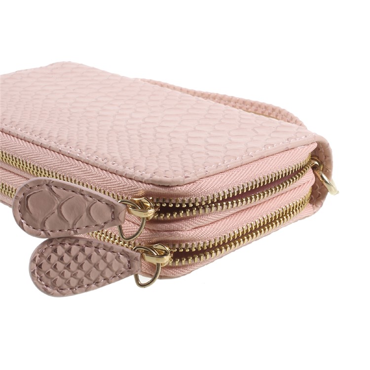 Universal Smartphone Leather Pouch Wallet for iPhone 8 Plus/7 Plus etc. - Rose Gold / Fish Scale Texture-6