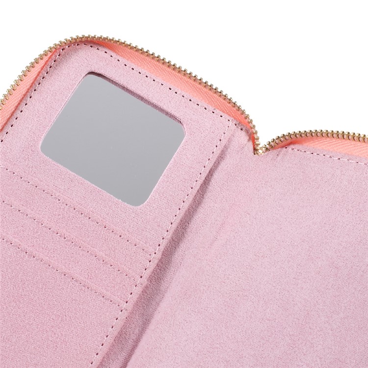 Universal Smartphone Leather Pouch Handbag for iPhone 8 Plus/7 Plus etc. - Pink / Woven Texture-9