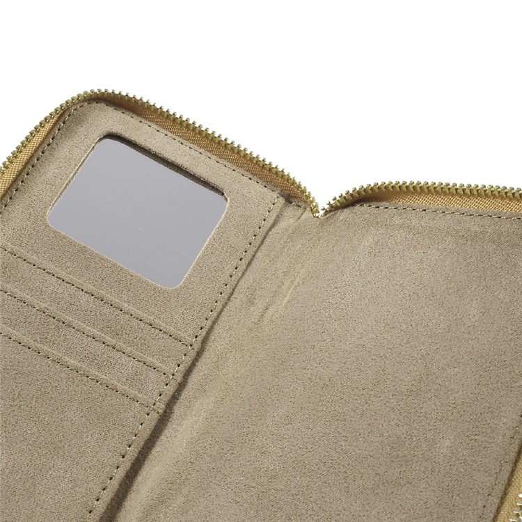 For iPhone 6 /6s /7 Universal Zipper Wallet Leather Case with Strap - Woven Texture / Beige-7