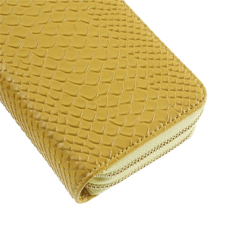 For iPhone 6 /6s /7 Universal Zipper Wallet Leather Casing with Strap - Fish Scale Texture / Gold-3