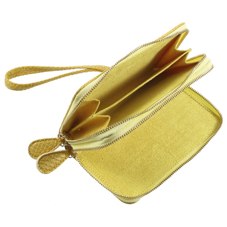 For iPhone 6 /6s /7 Universal Zipper Wallet Leather Casing with Strap - Fish Scale Texture / Gold-5