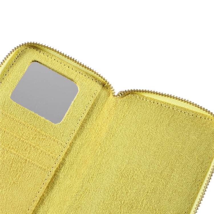 For iPhone 6 /6s /7 Universal Zipper Wallet Leather Casing with Strap - Fish Scale Texture / Gold-7