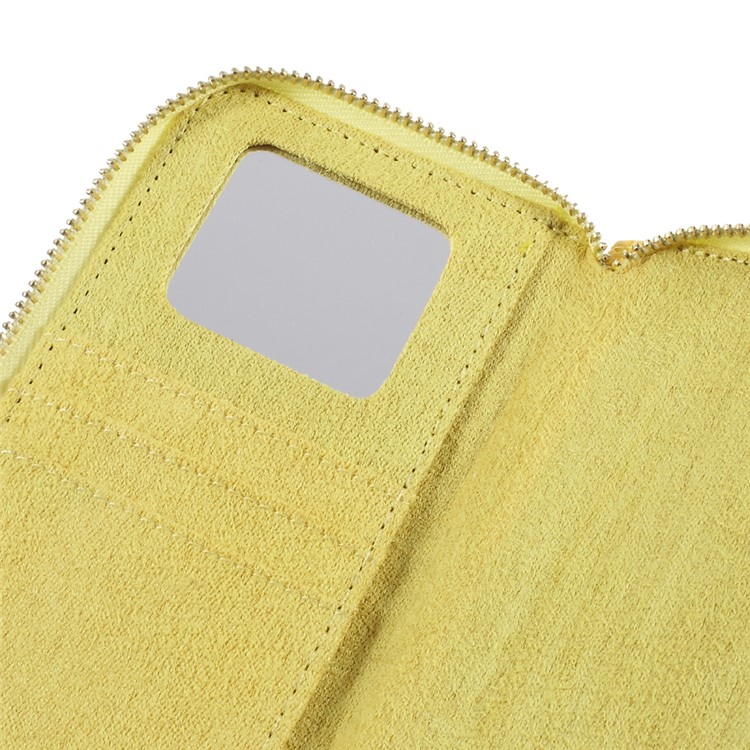 For iPhone 6 /6s /7 Universal Zipper Wallet Leather Phone Casing with Strap - Woven Texture / Yellow-6