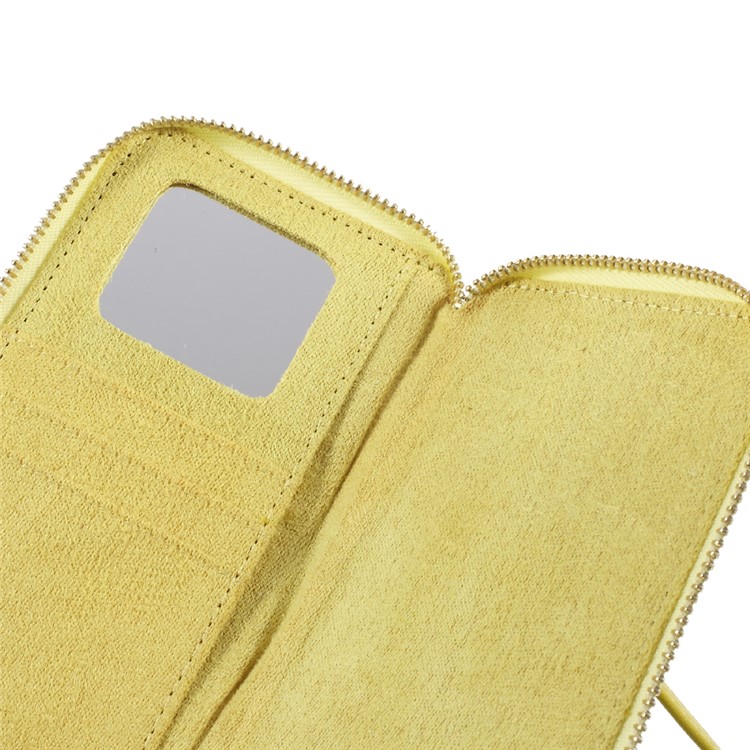 Universal Zipper Wallet Leather Phone Accessory Cover with Strap for iPhone 6 /6s /7 4.7 inch - Smooth Surface / Yellowgreen-7
