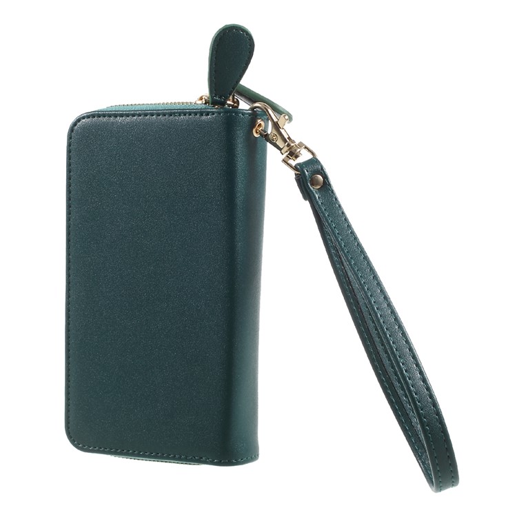 Universal Zipper Wallet Leather Phone Accessory Shell with Strap for iPhone 6 /6s /7 4.7 inch - Smooth Surface / Dark Green-2