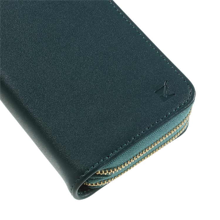 Universal Zipper Wallet Leather Phone Accessory Shell with Strap for iPhone 6 /6s /7 4.7 inch - Smooth Surface / Dark Green-3