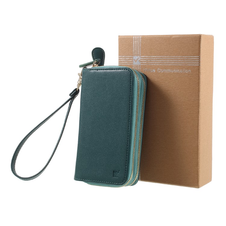 Universal Zipper Wallet Leather Phone Accessory Shell with Strap for iPhone 6 /6s /7 4.7 inch - Smooth Surface / Dark Green-8