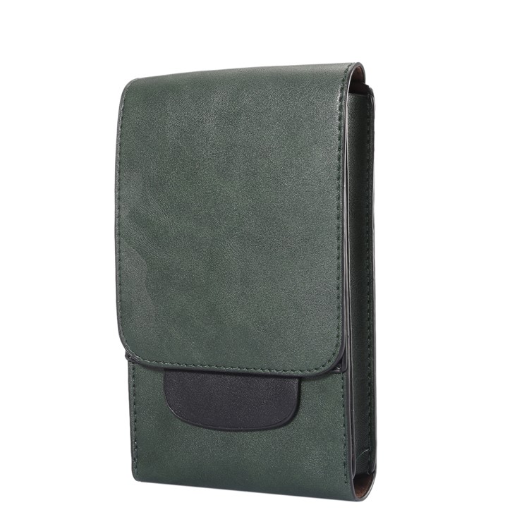 Crazy Horse Leder Holster Fall Mit Kartensteckplätzen Für Iphone 8 Plus / 7 Plus / Samsung Galaxy S9 + / S8 + Größe: 17x10x2.5cm - Grün-1