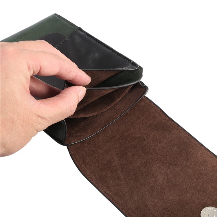 Crazy Horse Leder Holster Fall Mit Kartensteckplätzen Für Iphone 8 Plus / 7 Plus / Samsung Galaxy S9 + / S8 + Größe: 17x10x2.5cm - Grün-7