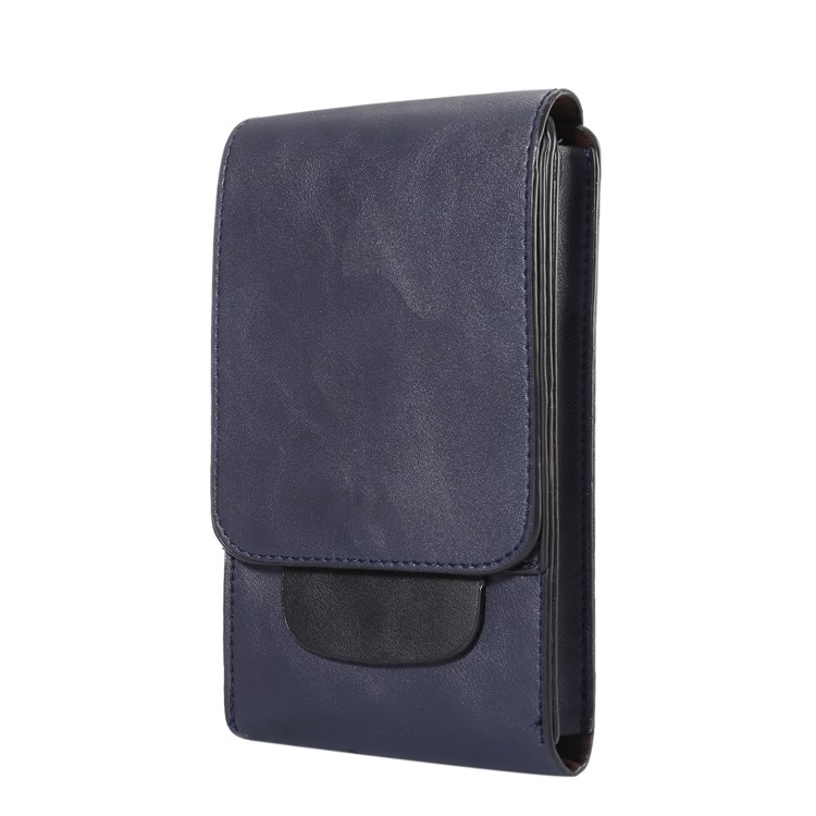 Crazy Horse Three Layers Leather Holster Case for iPhone 8 Plus/7 Plus / Samsung Galaxy S9+/S8+ Size: 17x10x2.5cm - Dark Blue-1