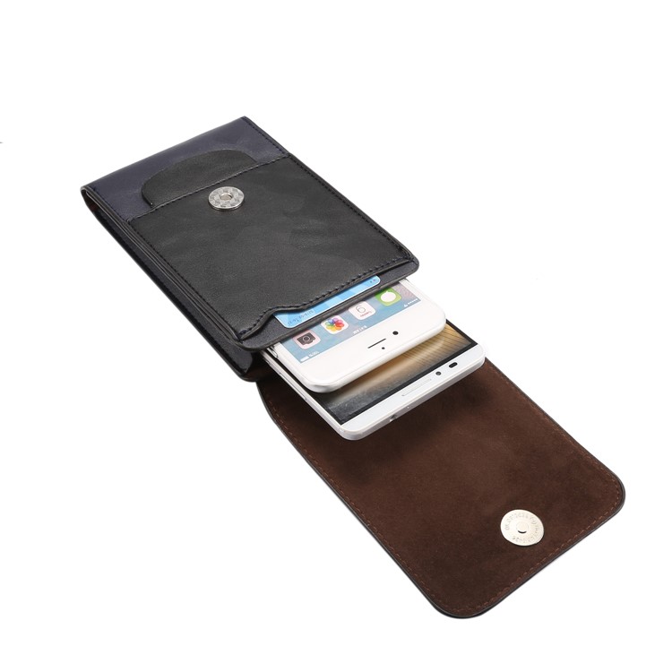 Crazy Horse Three Layers Leather Holster Case for iPhone 8 Plus/7 Plus / Samsung Galaxy S9+/S8+ Size: 17x10x2.5cm - Dark Blue-7
