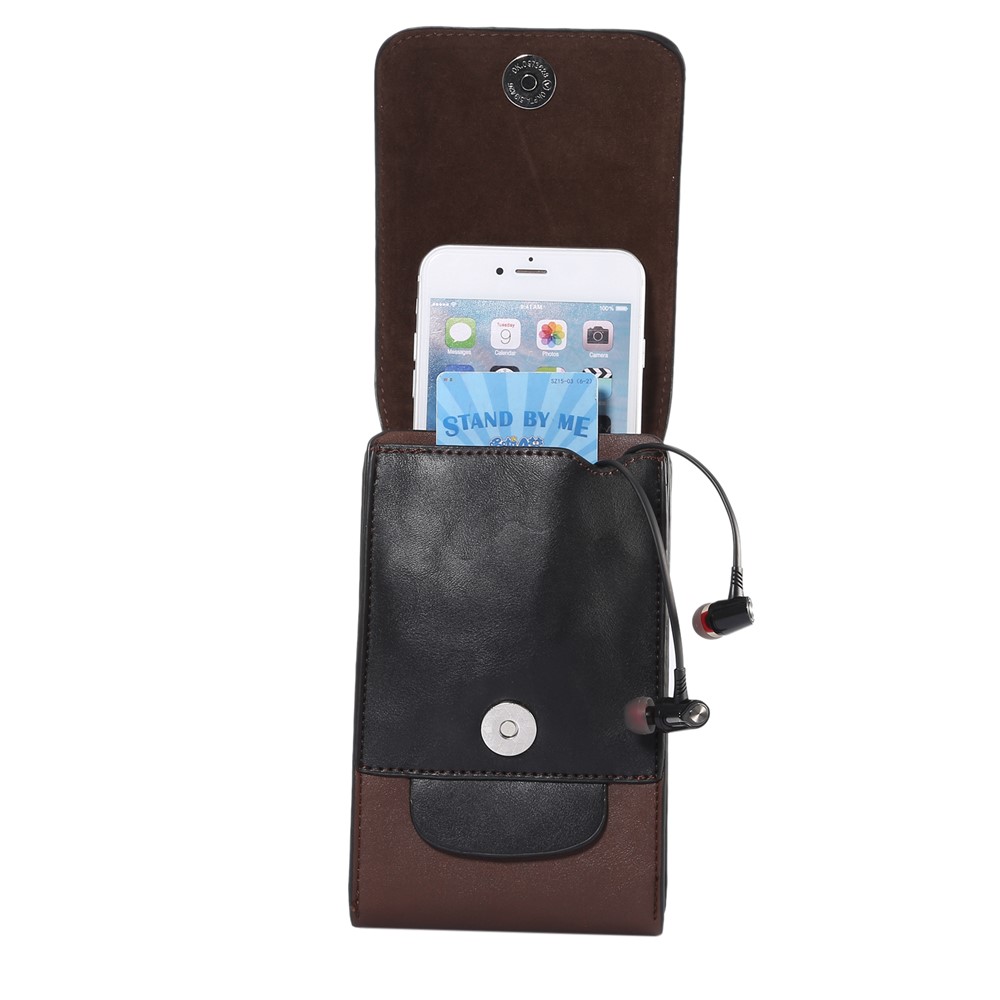For iPhone 8 Plus / Samsung Galaxy S9+/S8+ Crazy Horse Vertical Flip Leather Holster Case Size: 17x10x2.5cm - Brown-6