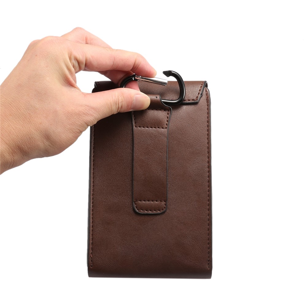 For iPhone 8 Plus / Samsung Galaxy S9+/S8+ Crazy Horse Vertical Flip Leather Holster Case Size: 17x10x2.5cm - Brown-9