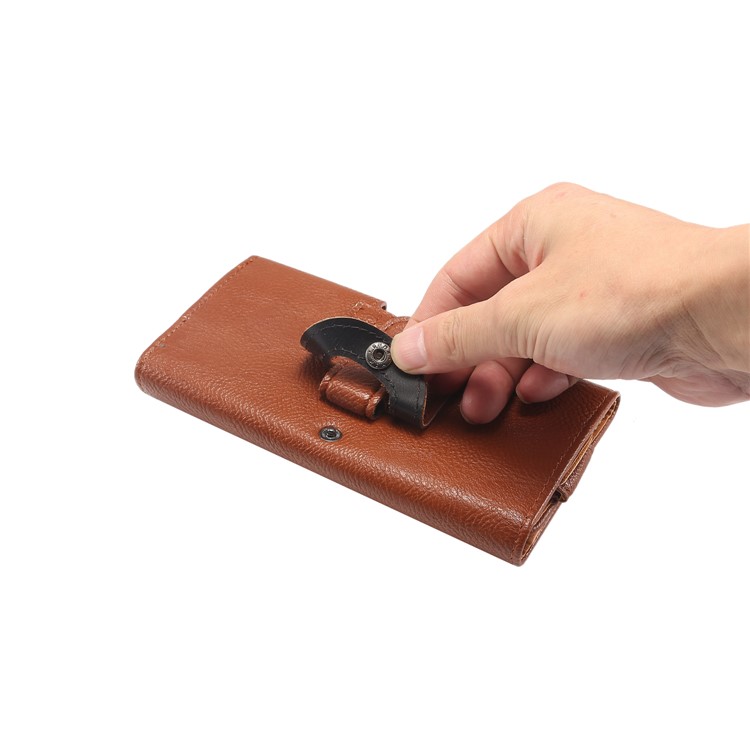 Universal Belt Clip Leather Holster Pouch for iPhone 7 / 6s / Galaxy S4 4.7 inch - Brown-3