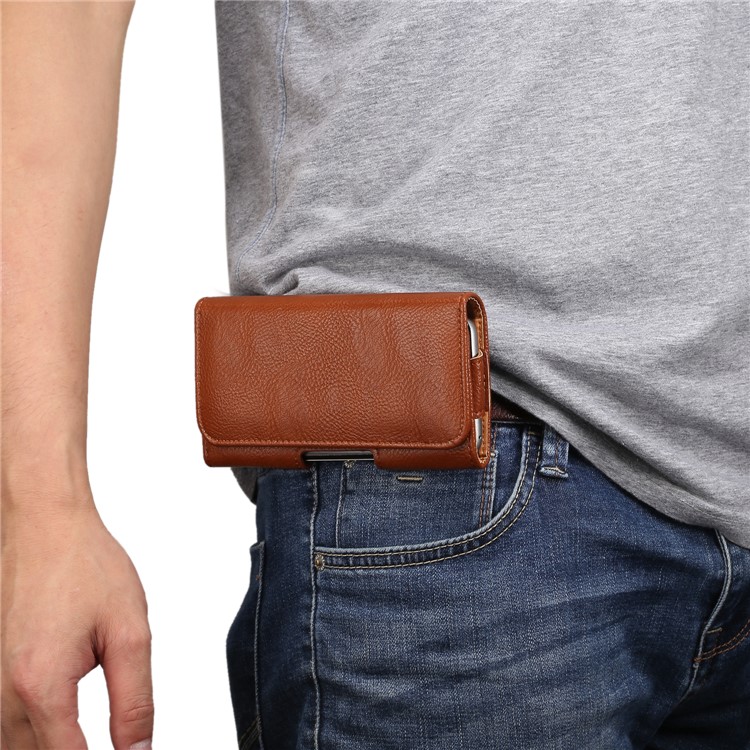 Universal Belt Clip Leather Holster Pouch for iPhone 7 / 6s / Galaxy S4 4.7 inch - Brown-8