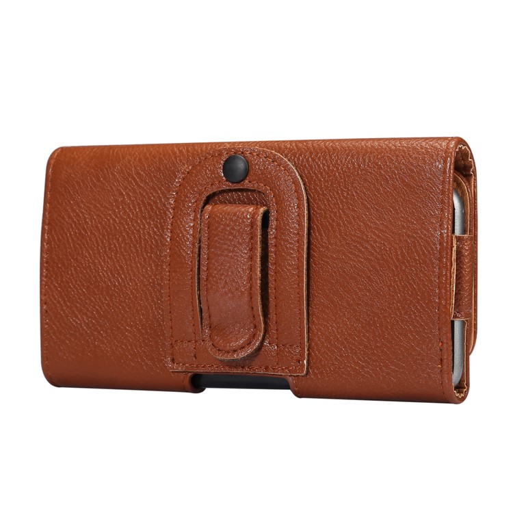 Universal Leather Holster Vertical Flip Belt Clip Pouch for Samsung Galaxy S9+ / iPhone 8 Plus, Size: 8 x 15.8 x 1.8cm - Brown-2