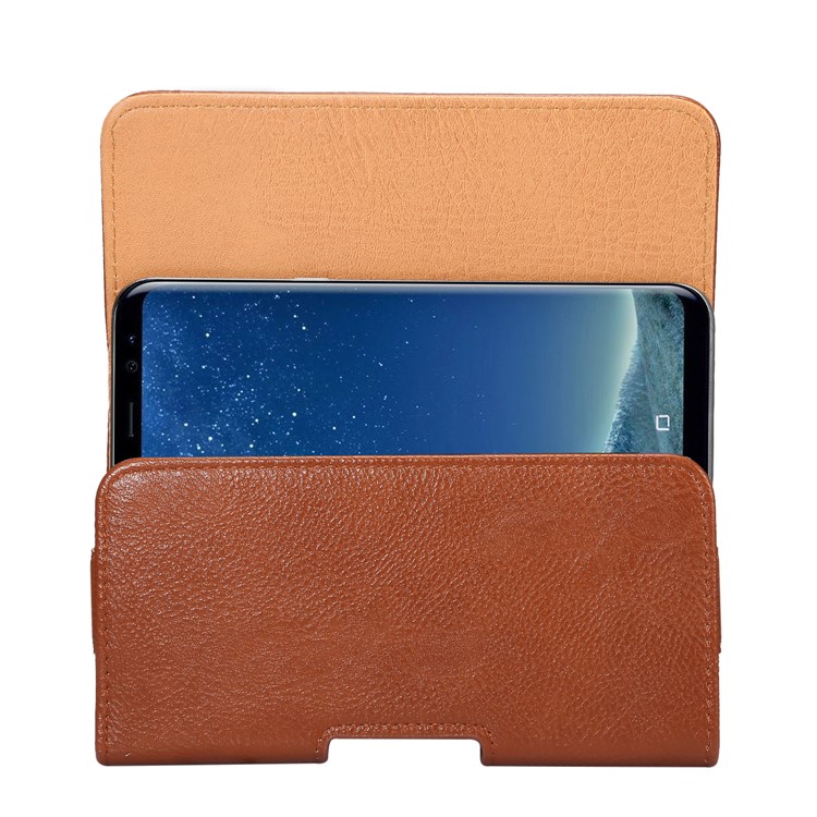 Universal Leather Holster Vertical Flip Belt Clip Pouch for Samsung Galaxy S9+ / iPhone 8 Plus, Size: 8 x 15.8 x 1.8cm - Brown-4