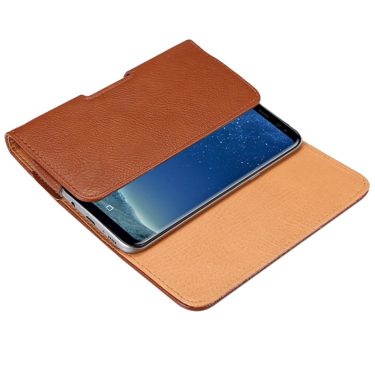 Universal Leather Holster Vertical Flip Belt Clip Pouch for Samsung Galaxy S9+ / iPhone 8 Plus, Size: 8 x 15.8 x 1.8cm - Brown-6