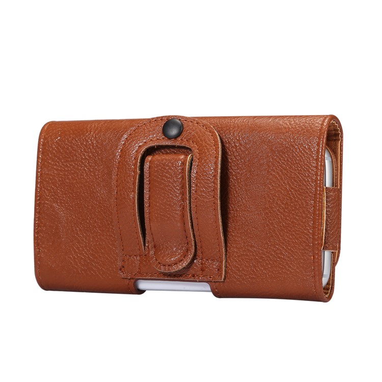 Universal Vertical Flip Leather Holster Belt Clip Waist Pouch for iPhone X / Samsung S9 S8, Size: 7.7 x 14.6 x 1.8cm - Brown-2