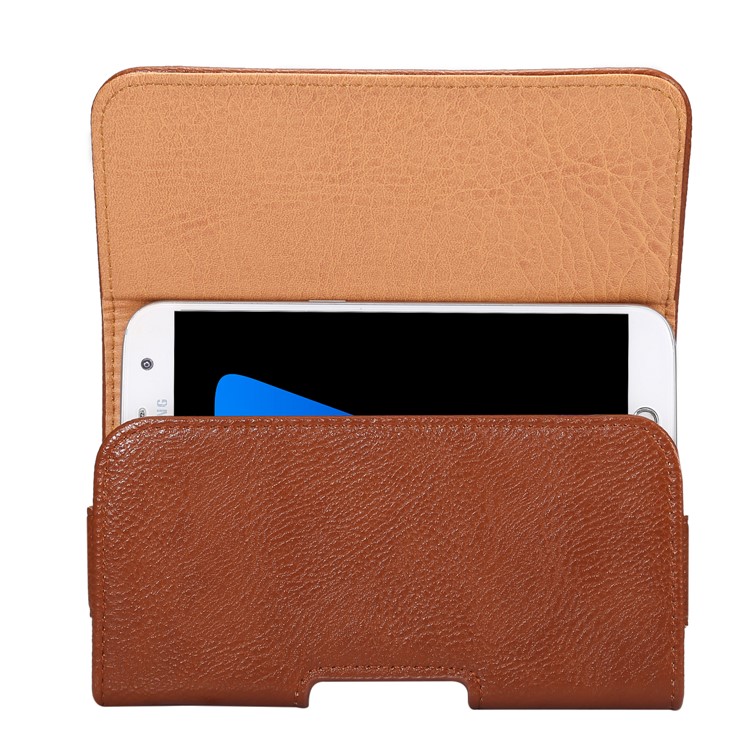 Universal Vertical Flip Leather Holster Belt Clip Waist Pouch for iPhone X / Samsung S9 S8, Size: 7.7 x 14.6 x 1.8cm - Brown-4