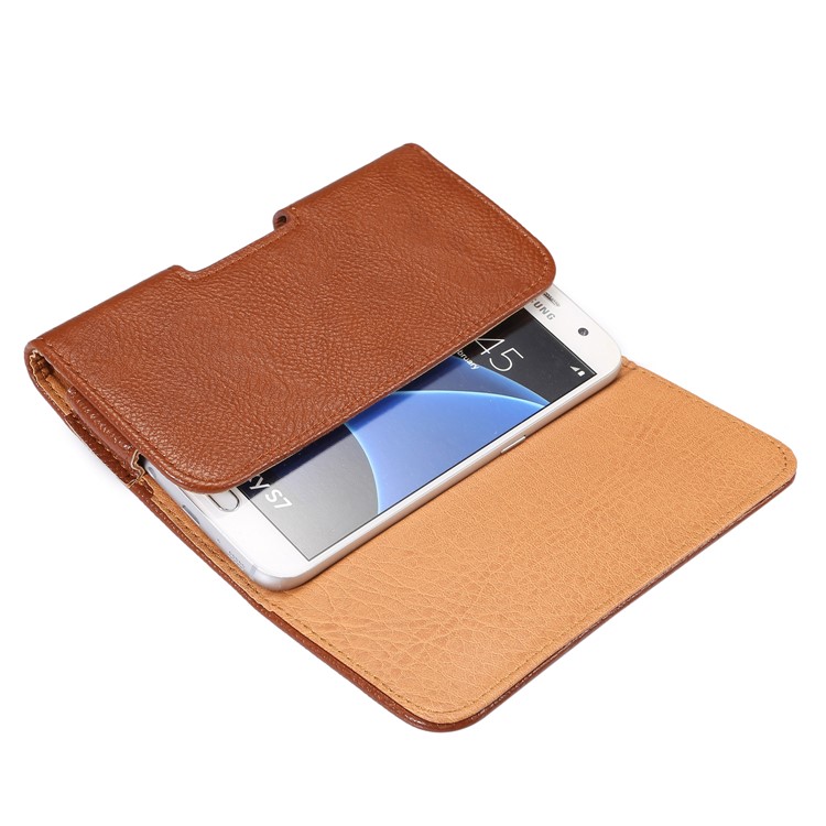 Universal Vertical Flip Leather Holster Belt Clip Waist Pouch for iPhone X / Samsung S9 S8, Size: 7.7 x 14.6 x 1.8cm - Brown-6